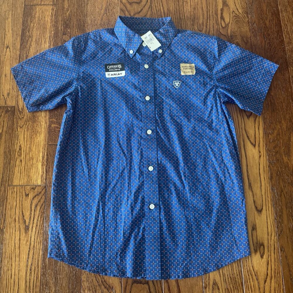NEW Ariat Mini Geo Print Western Shirt Boys M 10 12 Cavenders Cowboy Americana